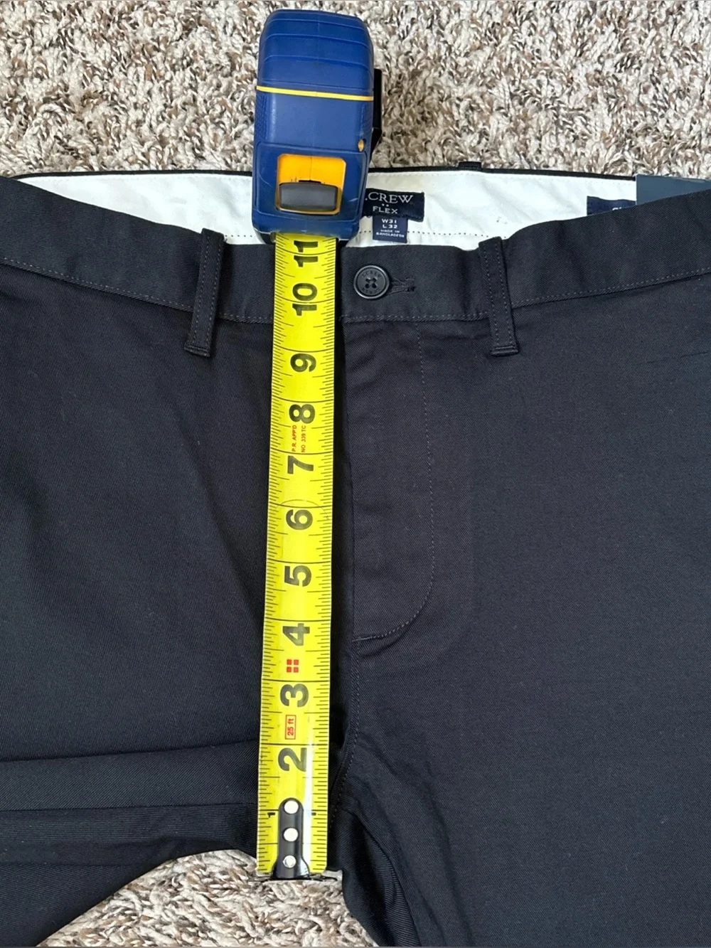 J. Crew Flex Men's Slim Fit Black Chino Pants, 31x32, NWT